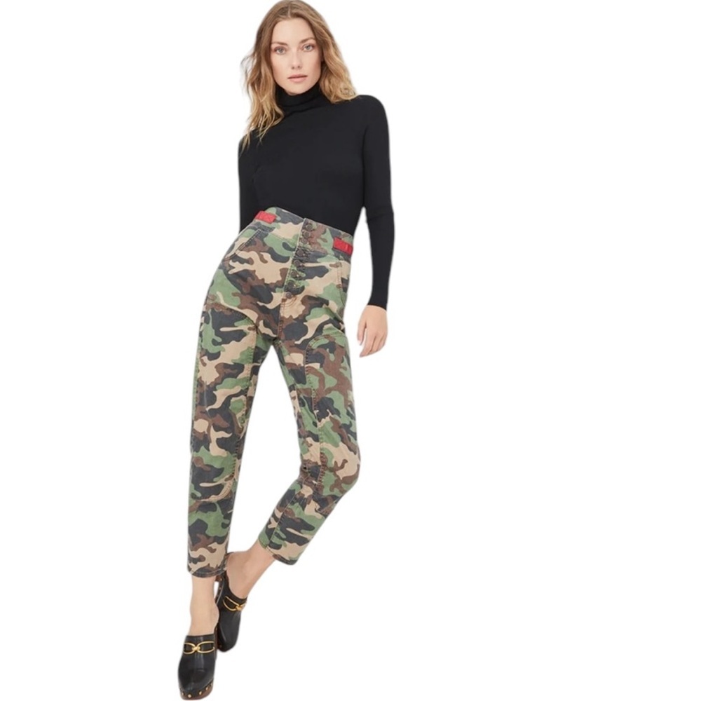 Veronica Beard Kane Camouflage Straight Cropped Pants. Arya straight hig…